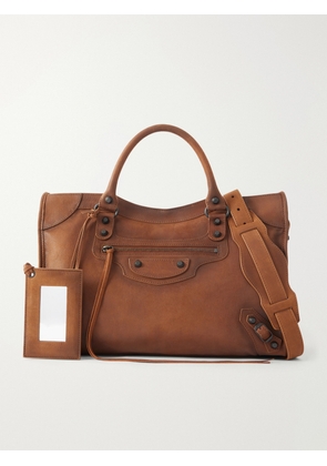 Balenciaga - Le City Crinkled-leather Shoulder Bag - Brown - One size