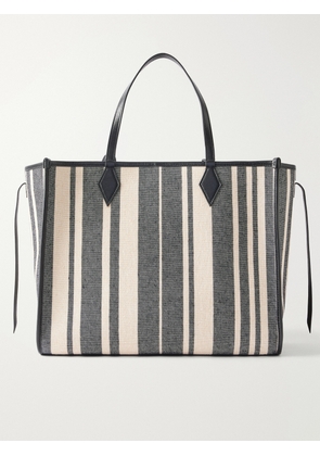 Métier - Chameleon 41 Striped Leather-trimmed Canvas Tote - Black - One size