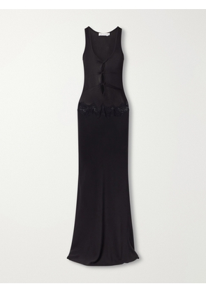 Christopher Esber - Verner Cut-out Ribbed-detail Lace-trimmed Jersey Midi Dress - Black - UK 4,UK 6,UK 8,UK 10,UK 12,UK 14