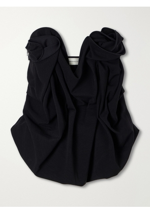 Magda Butrym - Appliquéd Cropped Wool-blend Bustier Top - Black - FR 34,FR 36,FR 38,FR 40,FR 42