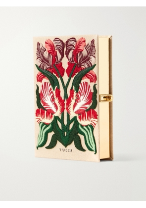 Olympia Le-Tan - Tulip Embroidered Canvas Clutch - Pink - One size