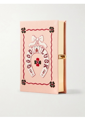 Olympia Le-Tan - Good Luck Embroidered Canvas Clutch - Pink - One size