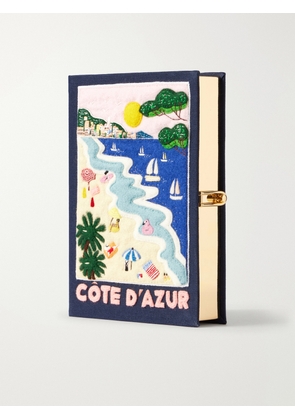 Olympia Le-Tan - Cote D'azur Embroidered Canvas Clutch - Blue - One size