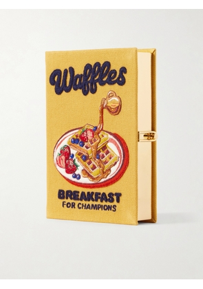 Olympia Le-Tan - Waffles: Breakfast For Champions Embroidered Canvas Clutch - Orange - One size