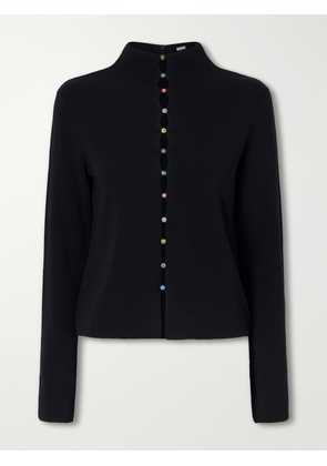 STAUD - Marianne Crepe Cardigan - Black - x small,small,medium,large,x large