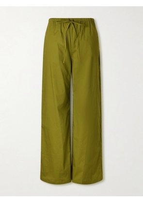 STAUD - Mateo Stretch-cotton Wide-leg Pants - Green - x small,small,medium,large,x large