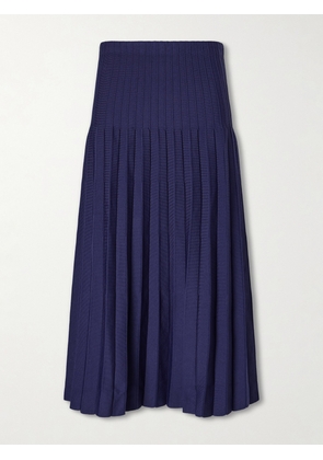 STAUD - Lena Pleated Knitted Midi Skirt - Blue - x small,small,medium,large,x large