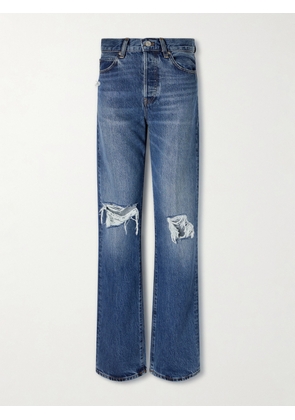 FRAME - The Vertical Distressed-detail Straight-leg Jeans - Blue - 23,24,25,26,27,28,29,30,31,32,33