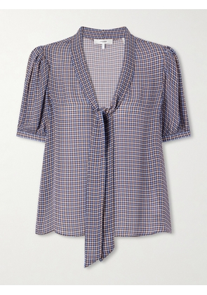 FRAME - The Sonnet Checked Silk Blouse - Brown - x small,small,medium,large,x large