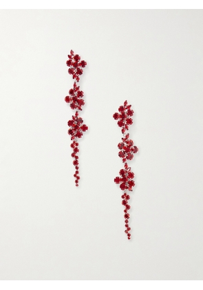 Simone Rocha - Floral Drip Crystal-embellished Silver-tone Earrings - Red - One size