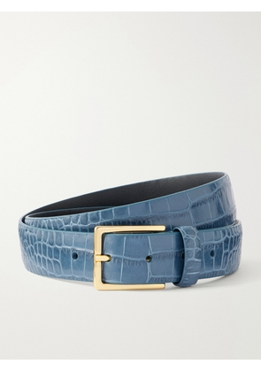 Anderson's - Narrow Croc-effect Leather Belt - Blue - 65,70,75,80,85,90