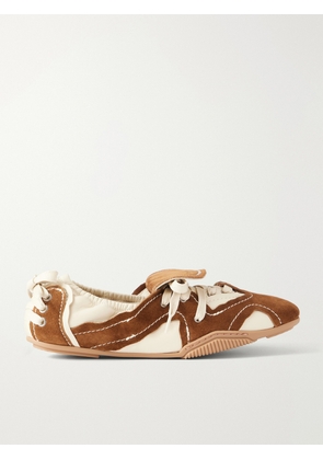 Acne Studios - Bilaria Lace-up Suede And Leather Ballet Flats - Neutrals - IT36,IT37,IT38,IT39,IT40,IT41