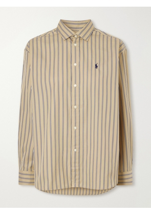 Polo Ralph Lauren - Logo-embroidered Striped Cotton Shirt - Brown - xx small,x small,small,medium,large,x large