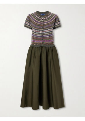 Polo Ralph Lauren - Striped Wool, Cotton And Cashmere-blend Midi Dress - Green - xx small,x small,small,medium,large,x large,xx large