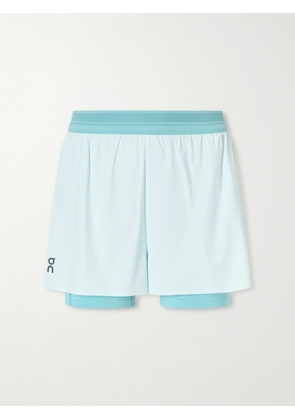 ON - Performance 3" Layered Mesh-trimmed Stretch-jersey Shorts - Blue - x small,small,medium,large,x large