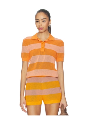 Lacoste Resille Raye Top in Orange. Size 32. Also in 34, 36, 38, 40, 42.