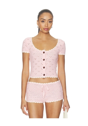 MAJORELLE Bernadette Short Sleeve Top in Pink. Size XS. Also in S, M, L.
