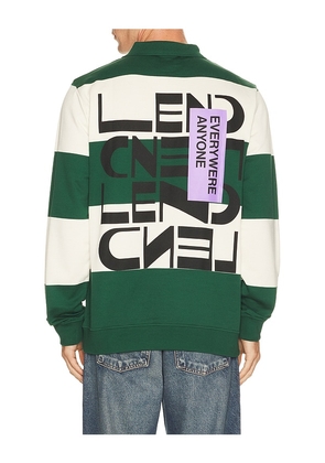 LEND Block Stripe Zip Rugby in Green. Size S. Also in M, L, XL/1X.