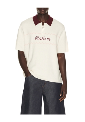 Malbon Benny Sweater Polo in White. Size S. Also in M, L, XL/1X.