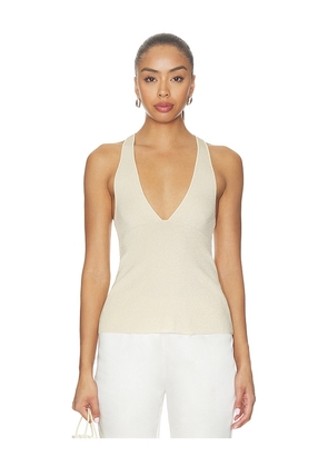 Lovers and Friends Rosanna Metallic V Neck Top in Cream. Size XXS. Also in XS, S, M, L, XL.