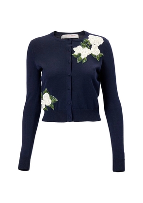 Carolina Herrera floral-embroidered sequin-embellished cardigan - Blue