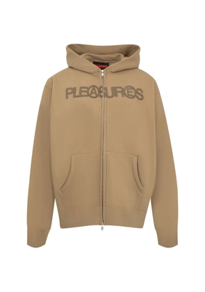 Pleasures Zine logo-print hoodie - Neutrals