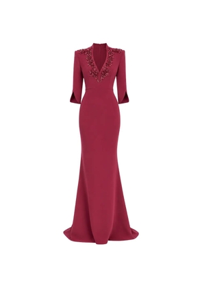 Badgley Mischka V-neck maxi gown - Red