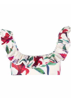 La DoubleJ ruffle-trim floral-print top - Neutrals