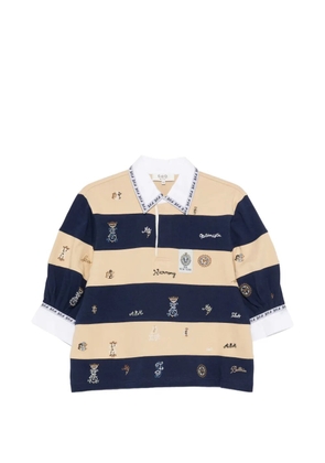 Sea Juliet embroidered striped polo shirt - Neutrals