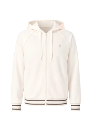 Emporio Armani striped-trim zip-up hoodie - Neutrals