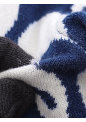CHANEL Pre-Owned pattern cashmere hoodie - Blue