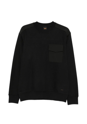 BOSS ribbed-knit chest-pocket sweater - Black