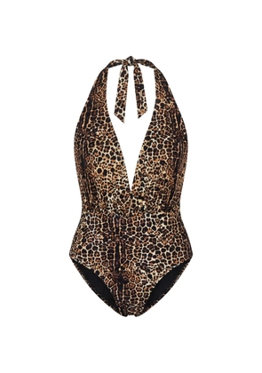 Anjuna leopard-print halterneck swimsuit - Brown