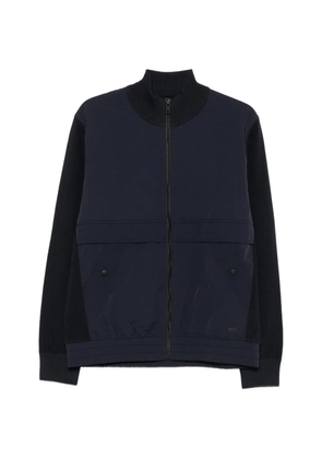 BOSS knitted-panel zip-up jacket - Blue