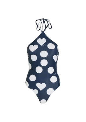 Jacquemus Bastide heart-print polka-dot swimsuit - Blue