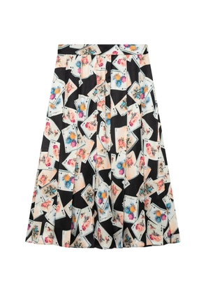 MSGM playing-card-print pleated midi skirt - Black
