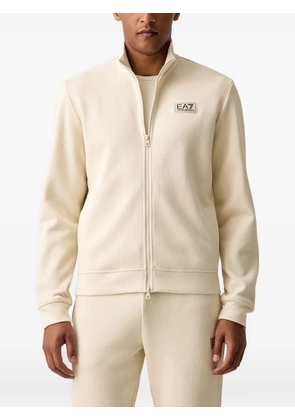 Ea7 Emporio Armani logo-patch zip-up sweater - Neutrals