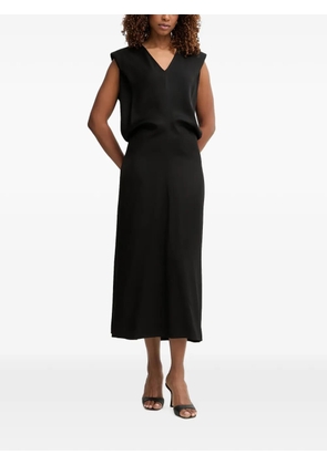 Trussardi padded-shoulder V-neck midi dress - Black