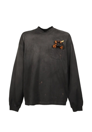 Doublet Gas Mask Bear long-sleeve distressed cotton T-shirt - Black