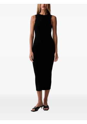 TWINSET midi lace-trim ribbed-knit dress - Black