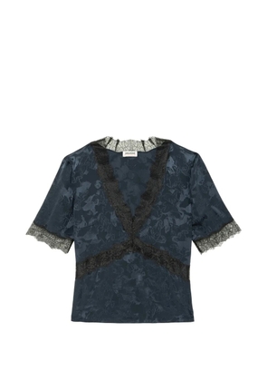 Zadig&Voltaire lace-trim jacquard top - Blue
