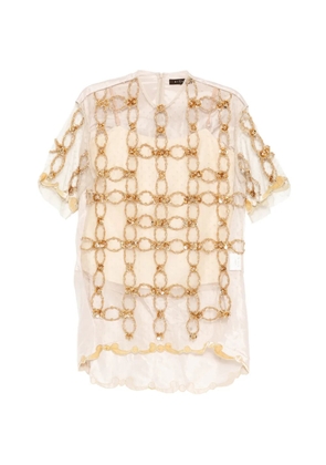 Biyan sequin-embellished bead-embellished top - Neutrals