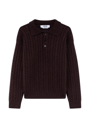 MSGM cable-knit polo shirt - Brown