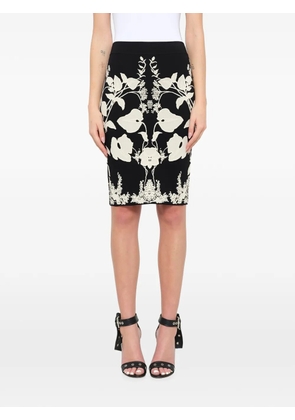 Alexander McQueen floral-intarsia pencil skirt - Black