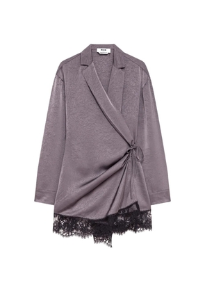 MSGM lace-trim wrap mini dress - Grey