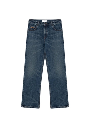 MSGM logo-embroidered faded jeans - Blue