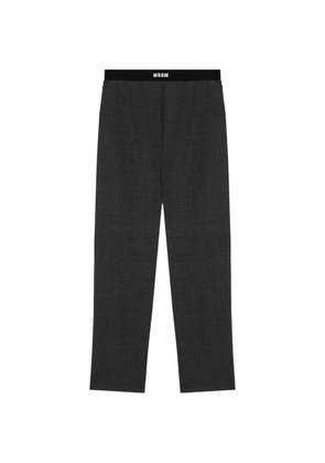 MSGM logo-waistband tailored trousers - Grey