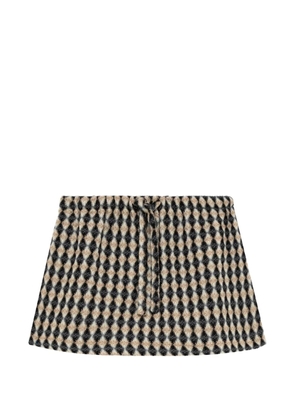 MSGM argyle-pattern drawstring mini skirt - Neutrals