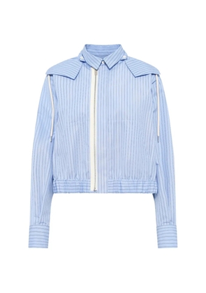 sacai striped drawstring hoodie - Blue