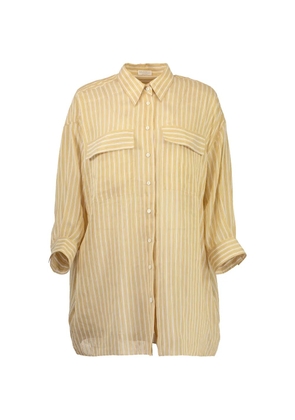 Brunello Cucinelli stripe-pattern flap-pocket shirt - Yellow
